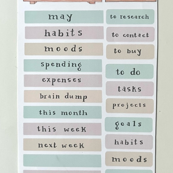 ✨handmade by me✨ may monthly headers plants bookshelf bullet journal stickers - Picture 5 of 10